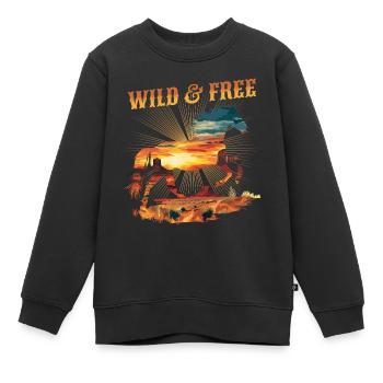 Pferd Wild West Western Reiten Wildnis Cowboy USA - Kinder Premium Organic Sweatshirt - Schwarz - Vorne - AI Model Kid Female (0cm)