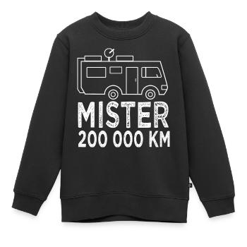 Camping Mister 200 000 km cadeau camping car - Sweat Premium enfant bio - noir - Devant - AI Model Kid Female (0cm)