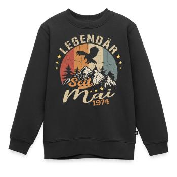 Mai 1974 Né en Mai 1974 Jubilé - Sweat Premium enfant bio - noir - Devant - AI Model Kid Female (0cm)