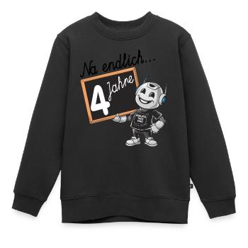 vierter Geburtstag, 4. Geburtstag kleiner Roboter - Kinder Premium Organic Sweatshirt - Schwarz - Vorne - AI Model Kid Female (0cm)