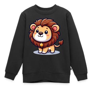 Lion - Sweat Premium enfant bio - noir - Devant - AI Model Kid Female (0cm)