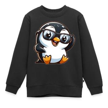 Cooler Pinguin Sonnenbrille Cartoon Spaßig - Kinder Premium Organic Sweatshirt - Schwarz - Vorne - AI Model Kid Female (0cm)