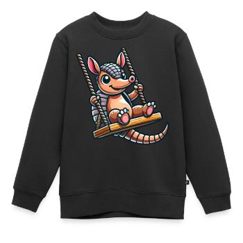 Lustiges Gürteltier Schaukel Cartoon Spielplatz - Kinder Premium Organic Sweatshirt - Schwarz - Vorne - AI Model Kid Female (0cm)