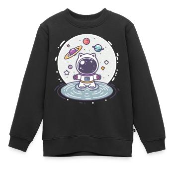 cat astronaut, galaxy cat - Kinder Premium Organic Sweatshirt - Schwarz - Vorne - AI Model Kid Female (0cm)
