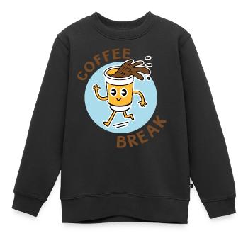 coffee break - Sweat Premium enfant bio - noir - Devant - AI Model Kid Female (0cm)