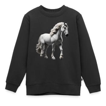 Pferd Schimmel Weiß - Kinder Premium Organic Sweatshirt - Schwarz - Vorne - AI Model Kid Female (0cm)