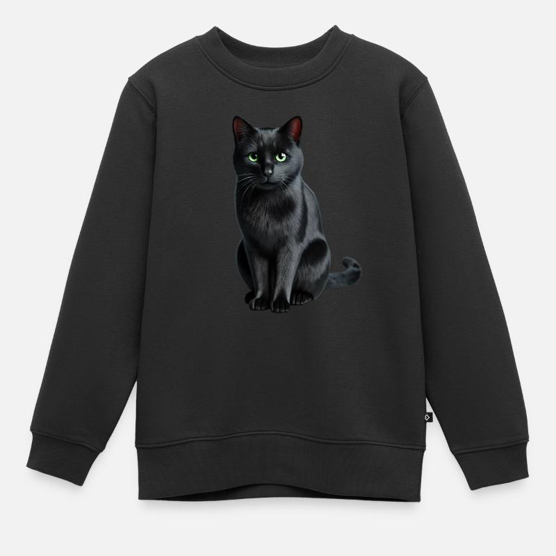 Schwarze Katze - Kinder Premium Organic Sweatshirt - Schwarz