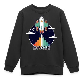 Raum und retro - Kinder Premium Organic Sweatshirt - Schwarz - Vorne - AI Model Kid Female (0cm)