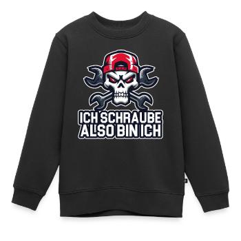Je vis, donc je suis – philosophie de l’atelier - Sweat Premium enfant bio - noir - Devant - AI Model Kid Female (0cm)