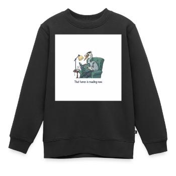 Quantenvogel-Lesen im Sessel - Kinder Premium Organic Sweatshirt - Schwarz - Vorne - AI Model Kid Female (0cm)