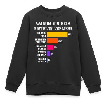 Biathlon : Pourquoi je perds en biathlon - Sweat Premium enfant bio - noir - Devant - AI Model Kid Female (0cm)