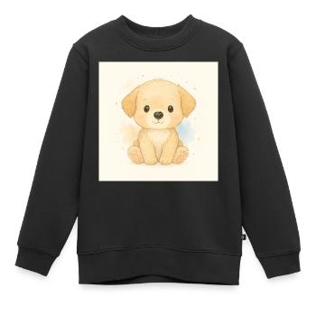 Kindermotiv_Welpen - Kinder Premium Organic Sweatshirt - Schwarz - Vorne - AI Model Kid Female (0cm)
