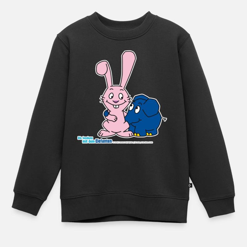 Der Elefant und der Hase - Kinder Premium Organic Sweatshirt - Schwarz