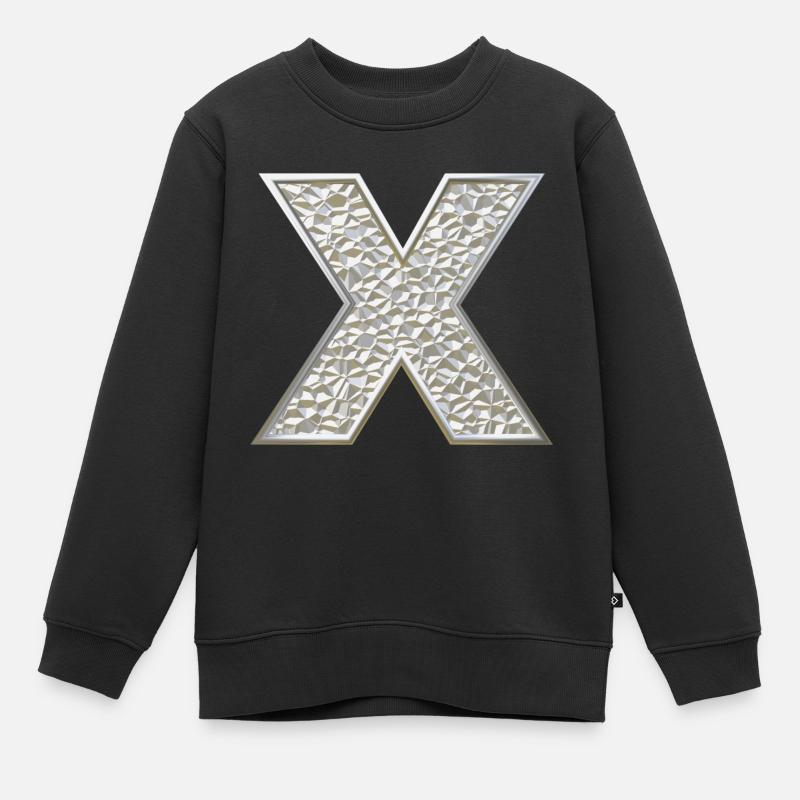 X, letter, initial, monogram, - Kids Premium Organic Sweatshirt - black