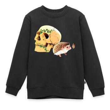 Petit hérisson curieux - Sweat Premium enfant bio - noir - Devant - AI Model Kid Female (0cm)