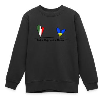 Feet in Italy, heart in Ukraine - Kinder Premium Organic Sweatshirt - Schwarz - Vorne - AI Model Kid Female (0cm)