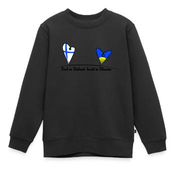 Pieds en Finlande, cœur en Ukraine - Sweat Premium enfant bio - noir - Devant - AI Model Kid Female (0cm)