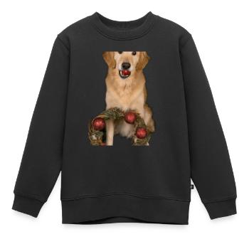 Couronne de l’Avent Golden Retriever des chiens de Noël - Sweat Premium enfant bio - noir - Devant - AI Model Kid Female (0cm)