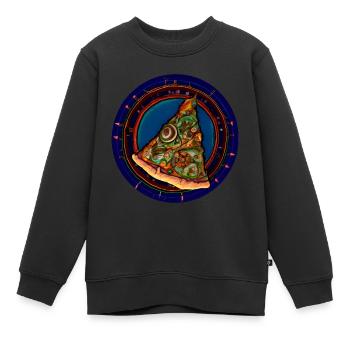 pizza, pizzatime, pizza pepperoni - Sweat Premium enfant bio - noir - Devant - AI Model Kid Female (0cm)