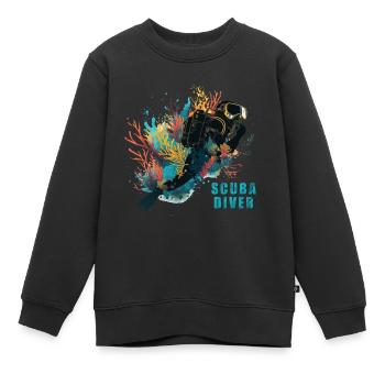 Scuba Diver- Korallenriff, Geschenkidee, Atlantis - Kinder Premium Organic Sweatshirt - Schwarz - Vorne - AI Model Kid Female (0cm)