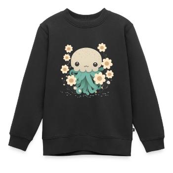 Tentacules affectueux 4 - Sweat Premium enfant bio - noir - Devant - AI Model Kid Female (0cm)
