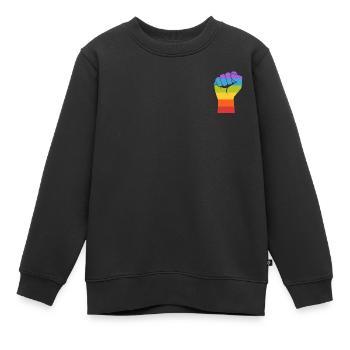 Gay Pride LGBT Gay Poing Main Gay - Sweat Premium enfant bio - noir - Devant - AI Model Kid Female (0cm)