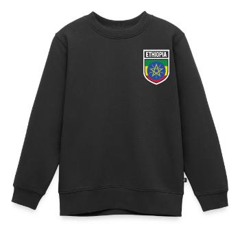 Ethiopie - Drapeau national dans les armoiries, Ethiopie - Sweat Premium enfant bio - noir - Devant - AI Model Kid Female (0cm)