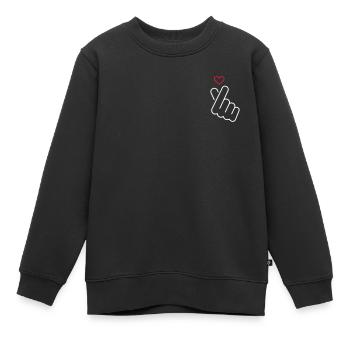 Liebe - Handzeichen mit Herz - Kinder Premium Organic Sweatshirt - Schwarz - Vorne - AI Model Kid Female (0cm)
