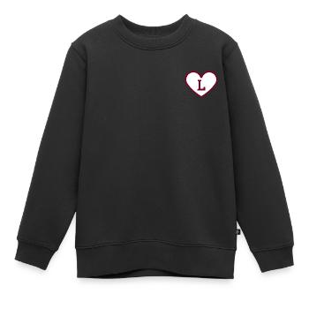 Buchstabe l Herz Sport Trend Burgund - Geschenkidee - Kinder Premium Organic Sweatshirt - Schwarz - Vorne - AI Model Kid Female (0cm)