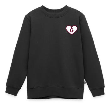 Buchstabe g Herz Sport Trend Burgund - Geschenkidee - Kinder Premium Organic Sweatshirt - Schwarz - Vorne - AI Model Kid Female (0cm)