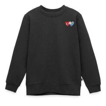 Türkei Uruguay Herz Flagge - Kinder Premium Organic Sweatshirt - Schwarz - Vorne - AI Model Kid Female (0cm)