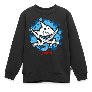 Käpt'n Sharky Flagge Haifisch blauer Hintergrund - Kinder Premium Organic Sweatshirt - Schwarz - Vorne - AI Model Kid Female (0cm)