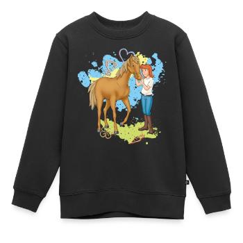 Bibi und Tina 'Tina mit Amadeus' - Kinder Premium Organic Sweatshirt - Schwarz - Vorne - AI Model Kid Female (0cm)