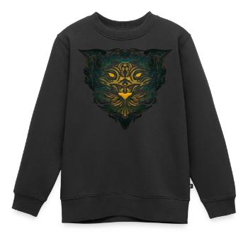 Tigerkopf Tribal (farbig) - Kinder Premium Organic Sweatshirt - Schwarz - Vorne - AI Model Kid Female (0cm)