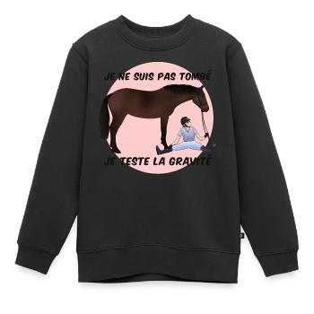 Humour cheval - Sweat Premium enfant bio - noir - Devant - AI Model Kid Female (0cm)