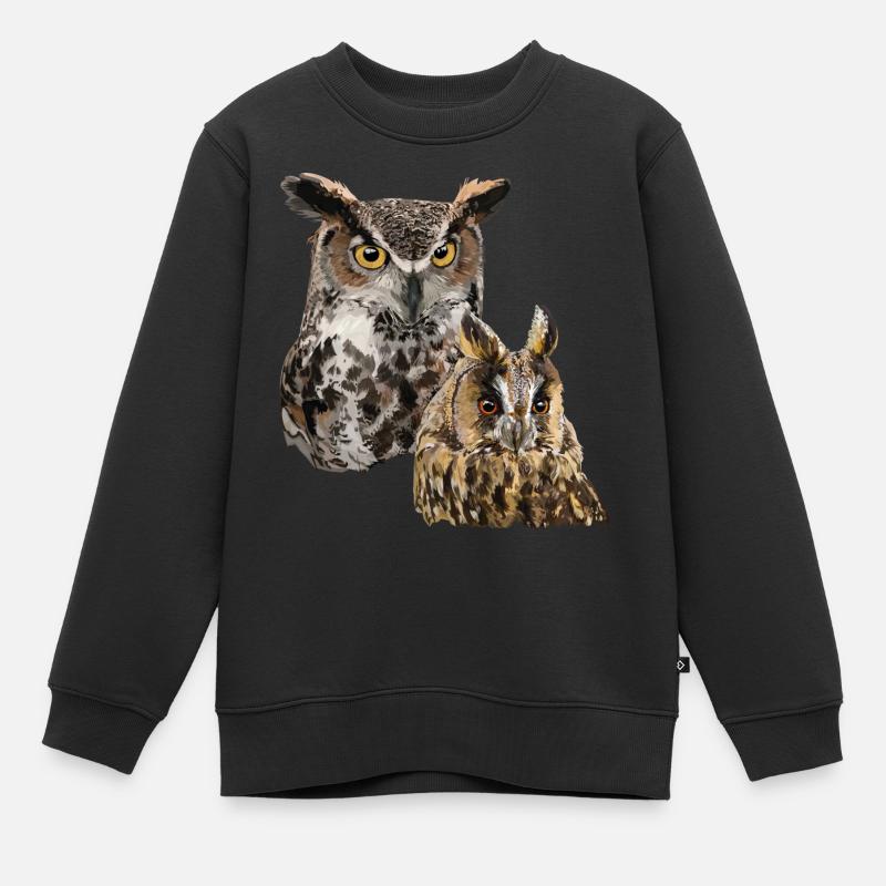 Eulen - Kinder Premium Organic Sweatshirt - Schwarz