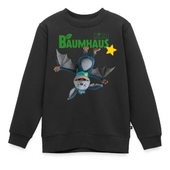 KiKA-Baumhaus mit Fidi Hängt vom Logo - Kinder Premium Organic Sweatshirt - Schwarz - Vorne - AI Model Kid Female (0cm)
