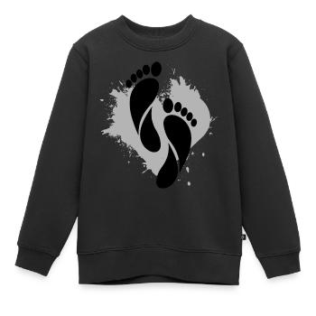 Trace de pieds - Sweat Premium enfant bio - noir - Devant - AI Model Kid Female (0cm)
