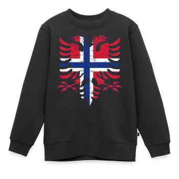 Albanien Norwegen Flagge used look - Kinder Premium Organic Sweatshirt - Schwarz - Vorne - AI Model Kid Female (0cm)
