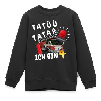 tatü tata ich bin 4 Jahre Feuerwehr - Kinder Premium Organic Sweatshirt - Schwarz - Vorne - AI Model Kid Female (0cm)