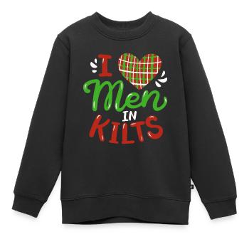 Drôle J’aime les hommes en kilts Celtic Plaid Écosse - Sweat Premium enfant bio - noir - Devant - AI Model Kid Female (0cm)