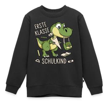 Schule Einschulung Dinosaurier Dino Schulkind - Kinder Premium Organic Sweatshirt - Schwarz - Vorne - AI Model Kid Female (0cm)