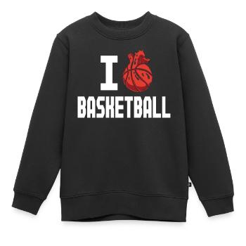 Ich Liebe Basketball Basketballer Geschenkidee - Kinder Premium Organic Sweatshirt - Schwarz - Vorne - AI Model Kid Female (0cm)