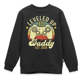 Aufgewertet auf Daddy 2024, Daddy Gift 2024 - Kinder Premium Organic Sweatshirt - Schwarz - Vorne - AI Model Kid Female (0cm)