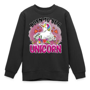 Né pour être une licorne - Sweat Premium enfant bio - noir - Devant - AI Model Kid Female (0cm)