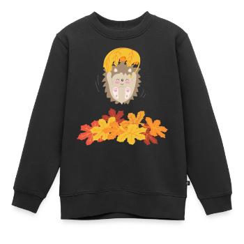 Zarter Igel mit Blatt - Kinder Premium Organic Sweatshirt - Schwarz - Vorne - AI Model Kid Female (0cm)