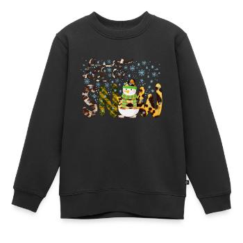 Weihnachten Schneemann, Lass es schneien, Schneemann Geschenk - Kinder Premium Organic Sweatshirt - Schwarz - Vorne - AI Model Kid Female (0cm)