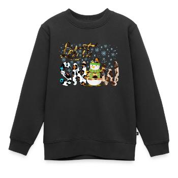 Weihnachten Schneemann, Lass es schneien, Schneemann Geschenk - Kinder Premium Organic Sweatshirt - Schwarz - Vorne - AI Model Kid Female (0cm)