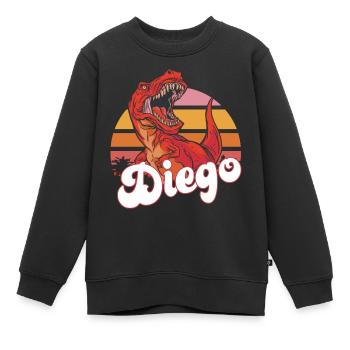 DIEGO - Schöner Jungen Name mit T-REX Dino - Kinder Premium Organic Sweatshirt - Schwarz - Vorne - AI Model Kid Female (0cm)