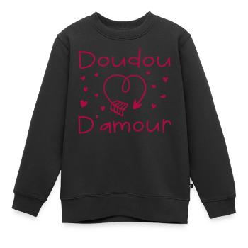 doudou d amour - Sweat Premium enfant bio - noir - Devant - AI Model Kid Female (0cm)